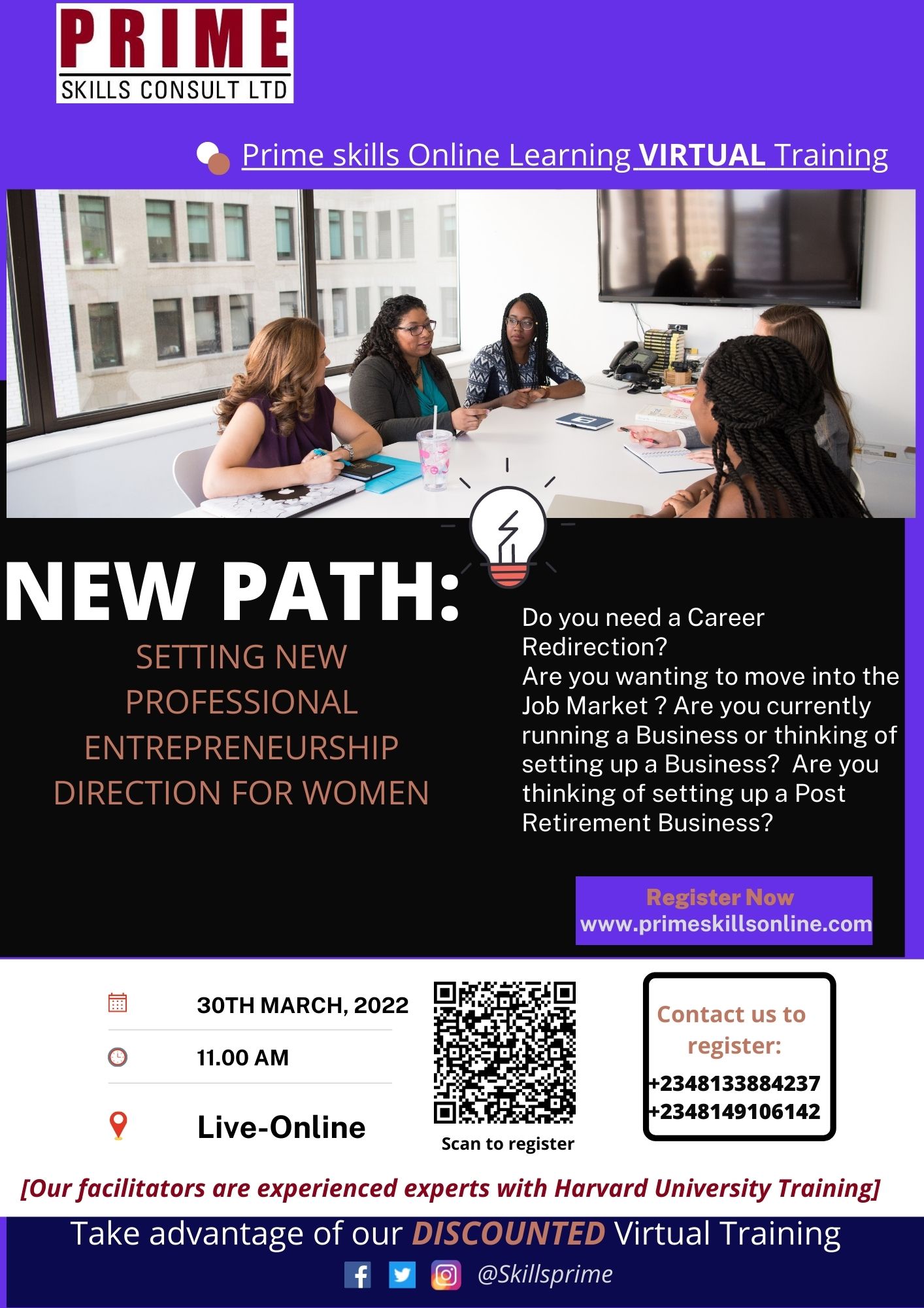 NEW PATH: SETTING NEW PROFESSIONAL/BUSINESS DIRECTIONS FOR WOMEN VIRTUAL CLASS